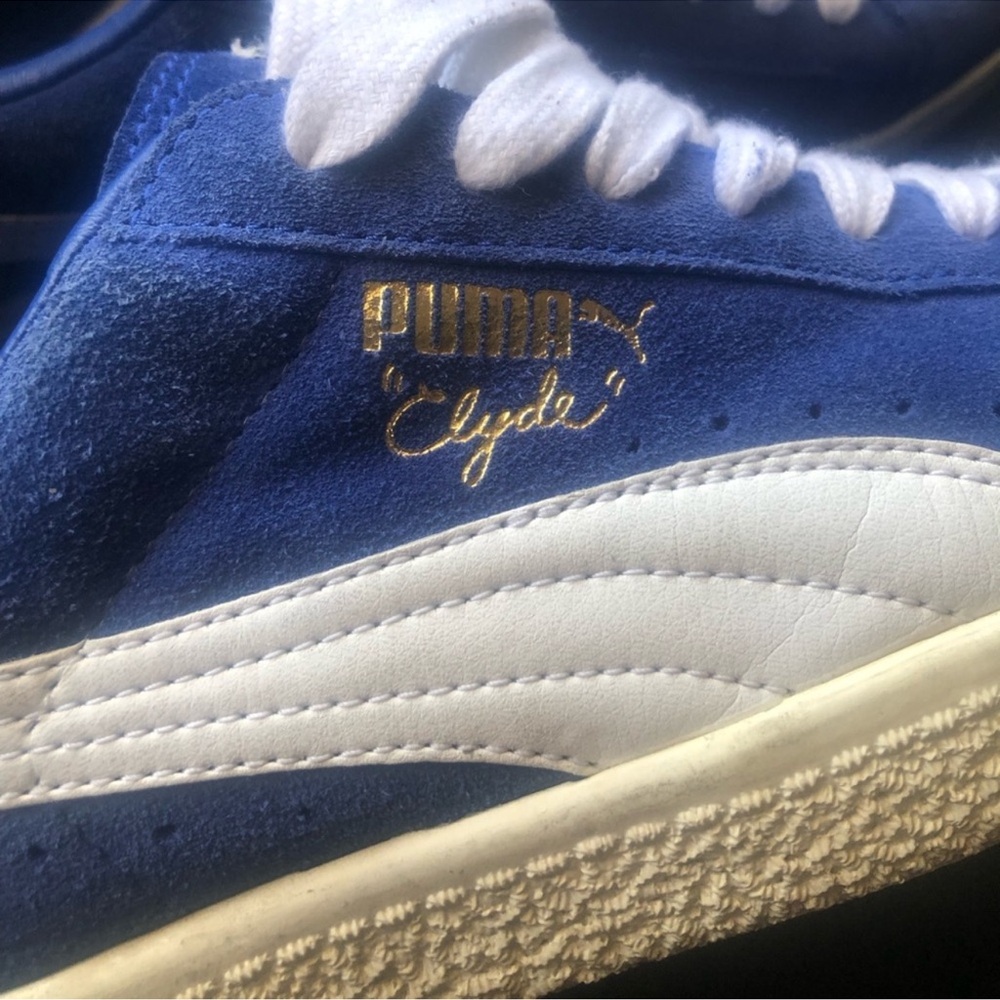 Puma Clyde Blue and White Sneakers
